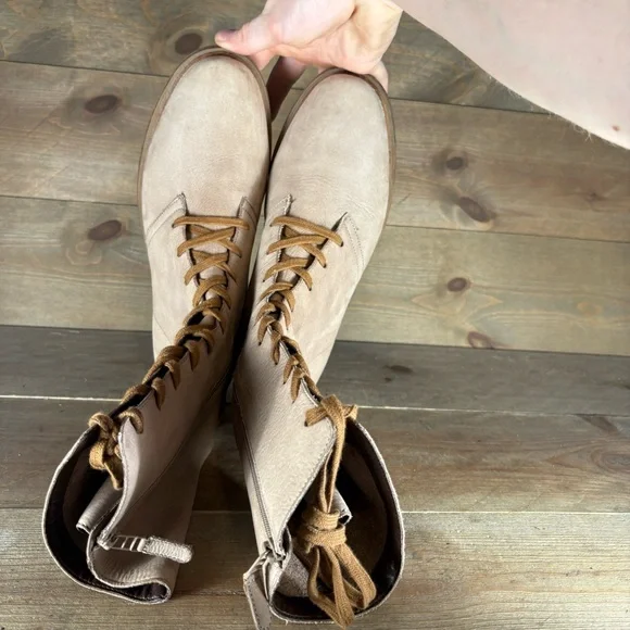 Cole Haan womens size 8.5 shoes brown leather tall lace up boots - Picture 6 of 9